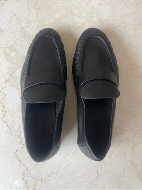 Black Leather Penny Loafers for women